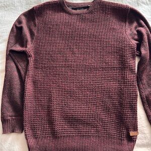 Buffalo David Bitton Men's Waffle-Knit Crewneck Sweater - Wine